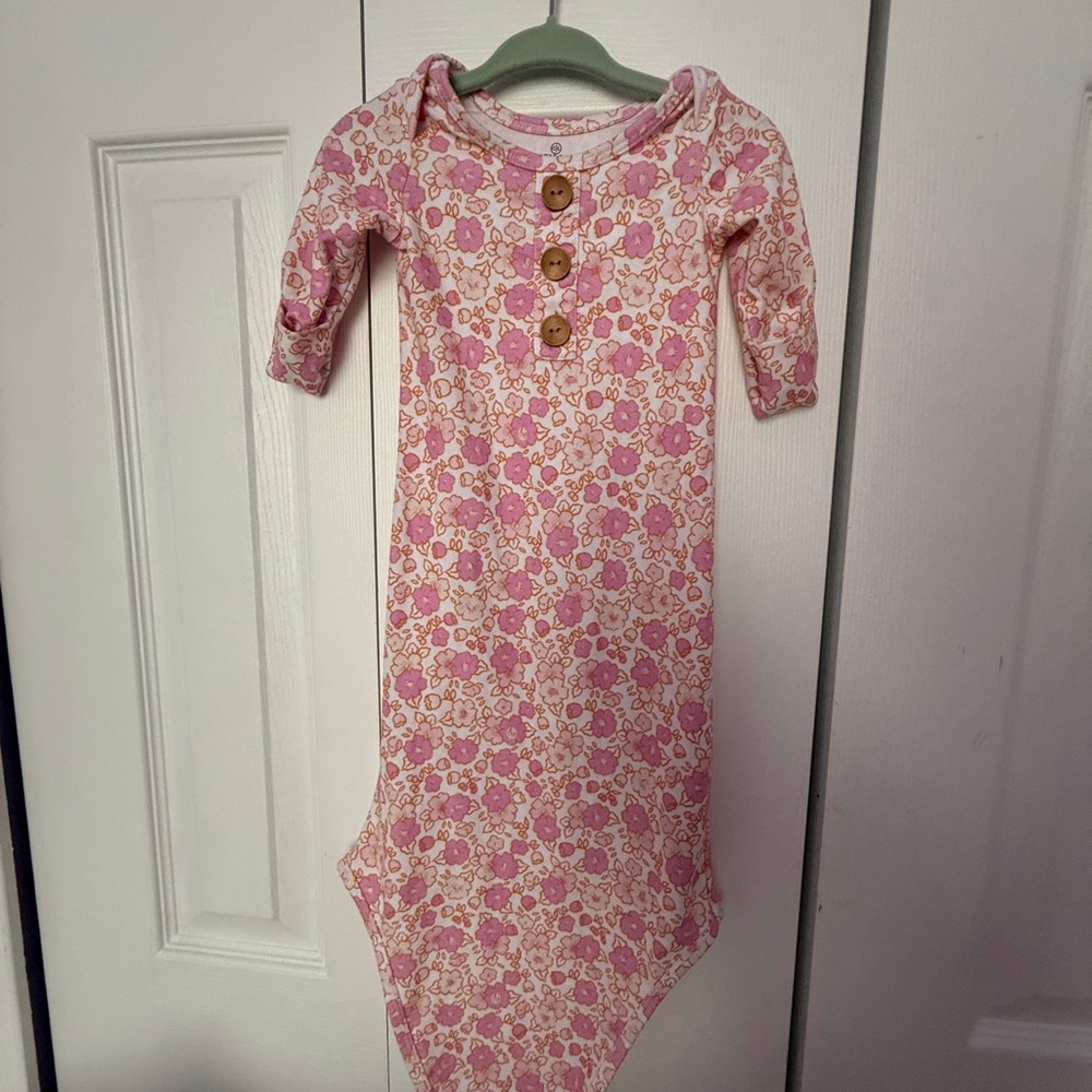 Caden Lane Pink and Orange Floral Baby Outfit